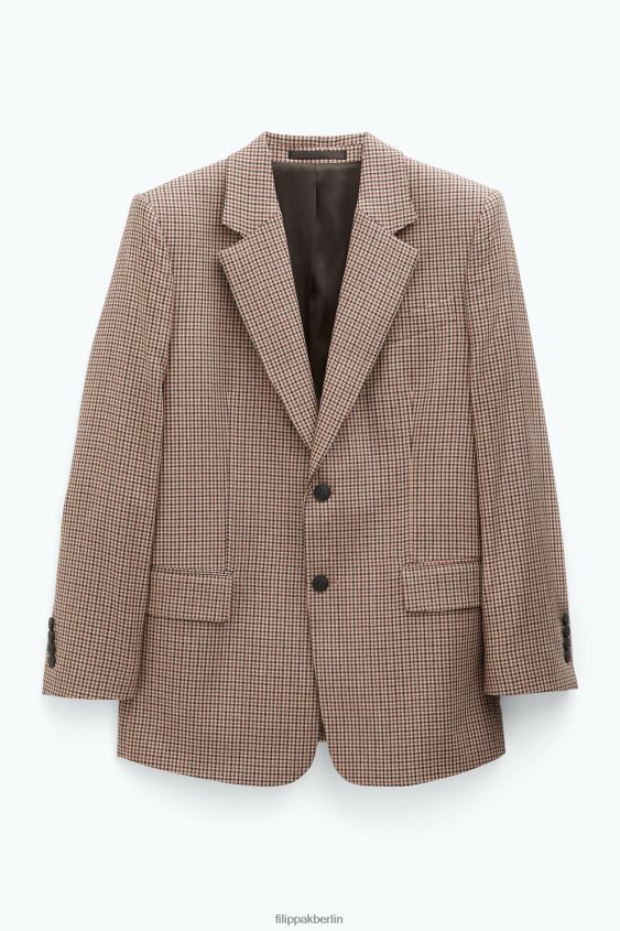 Filippa K L8HHT183 Bekleidung sandbeige/braun kariert Frauen Einreihiger Blazer