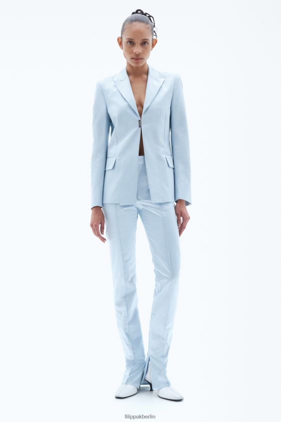 Filippa K L8HHT184 Bekleidung Eisblau Frauen glänzender einreihiger Blazer