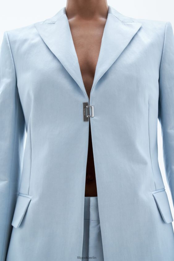 Filippa K L8HHT184 Bekleidung Eisblau Frauen glänzender einreihiger Blazer