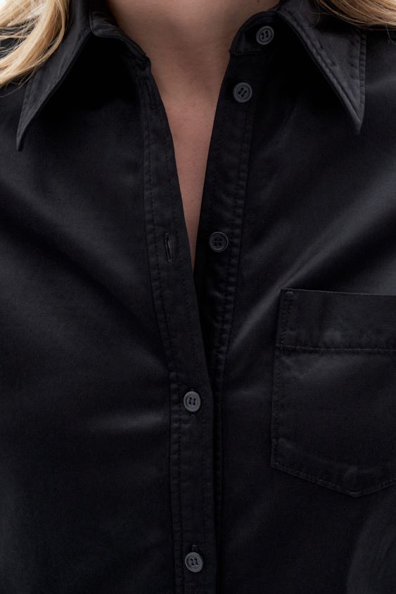 Filippa K L8HHT188 Bekleidung Schwarz Frauen Stückgefärbtes Hemd