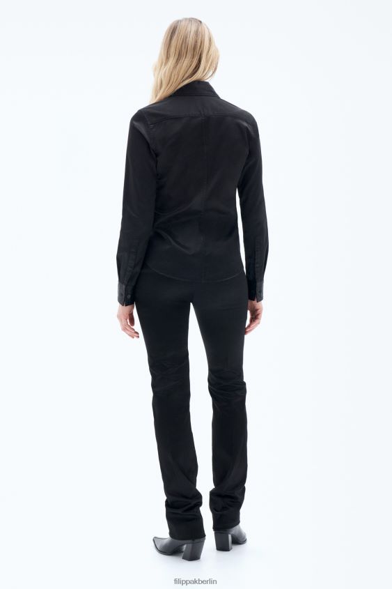 Filippa K L8HHT188 Bekleidung Schwarz Frauen Stückgefärbtes Hemd