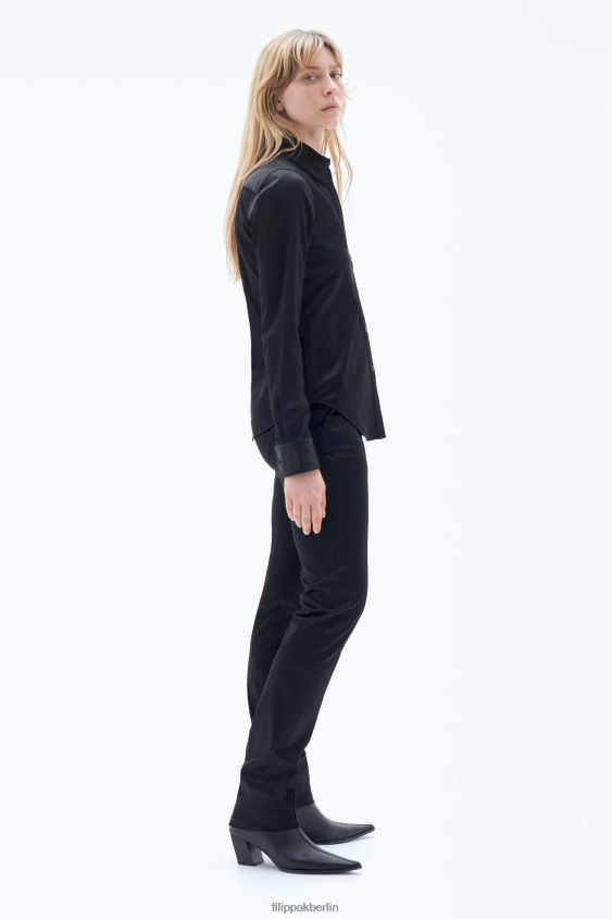 Filippa K L8HHT188 Bekleidung Schwarz Frauen Stückgefärbtes Hemd