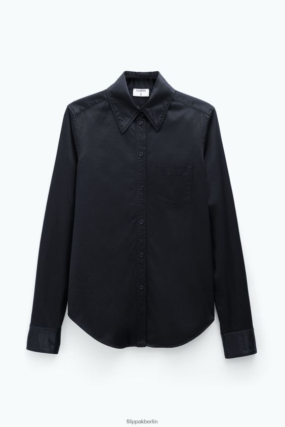Filippa K L8HHT188 Bekleidung Schwarz Frauen Stückgefärbtes Hemd