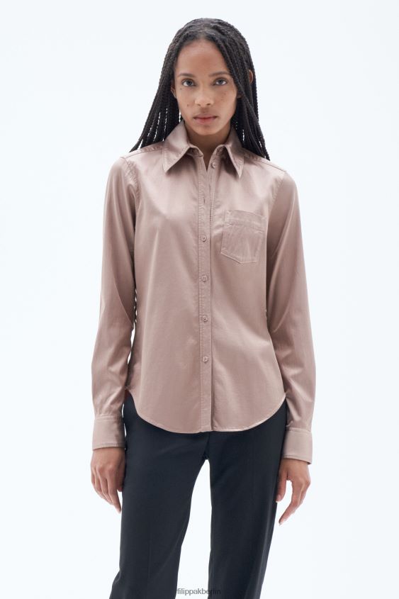 Filippa K L8HHT190 Bekleidung Nougat Frauen Stückgefärbtes Hemd