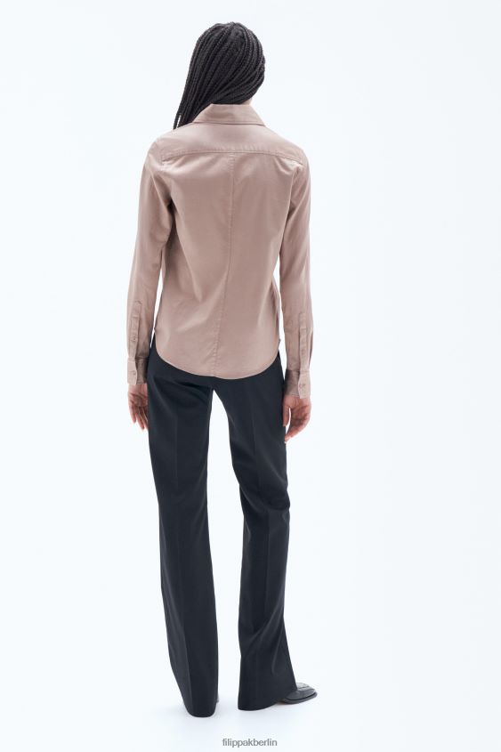 Filippa K L8HHT190 Bekleidung Nougat Frauen Stückgefärbtes Hemd