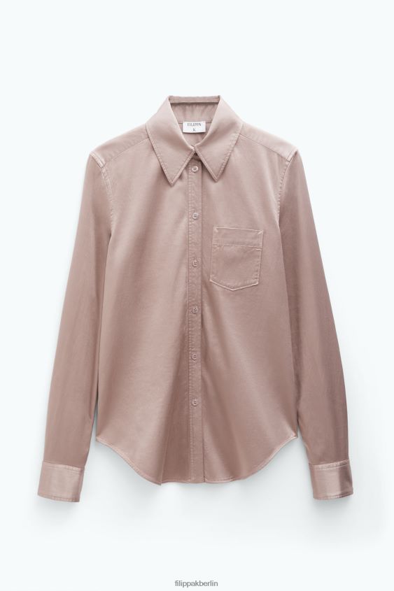 Filippa K L8HHT190 Bekleidung Nougat Frauen Stückgefärbtes Hemd