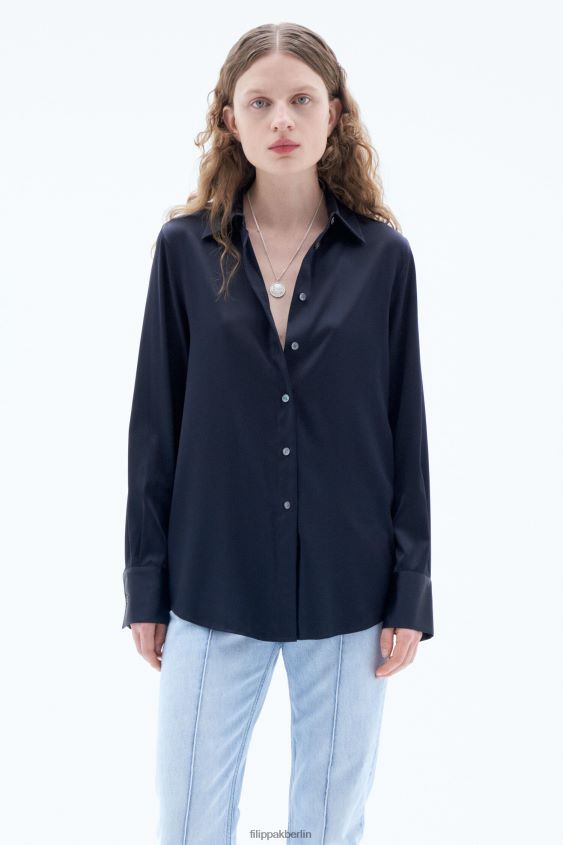 Filippa K L8HHT200 Bekleidung Marine Frauen Hemd aus Eira-Seide