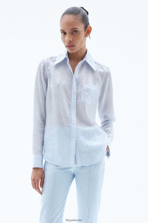 Filippa K L8HHT204 Bekleidung Eisblau Frauen Crinkle-Shirt