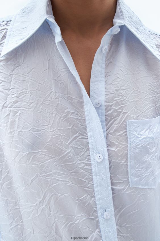 Filippa K L8HHT204 Bekleidung Eisblau Frauen Crinkle-Shirt