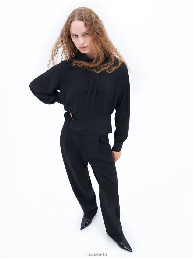 Filippa K L8HHT206 Bekleidung Schwarz Frauen Bluse mit Stehkragen