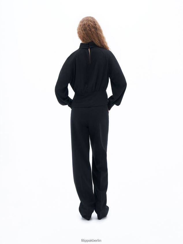 Filippa K L8HHT206 Bekleidung Schwarz Frauen Bluse mit Stehkragen