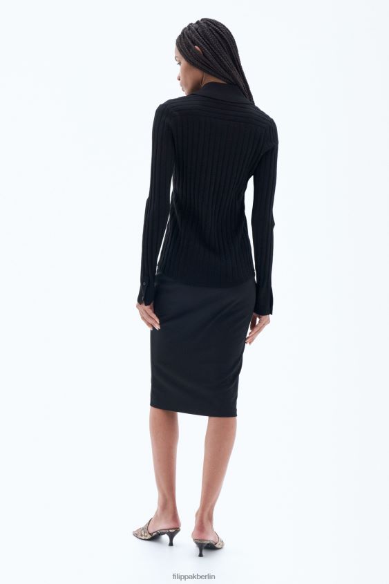 Filippa K L8HHT49 Bekleidung Schwarz Frauen gestricktes Hemd