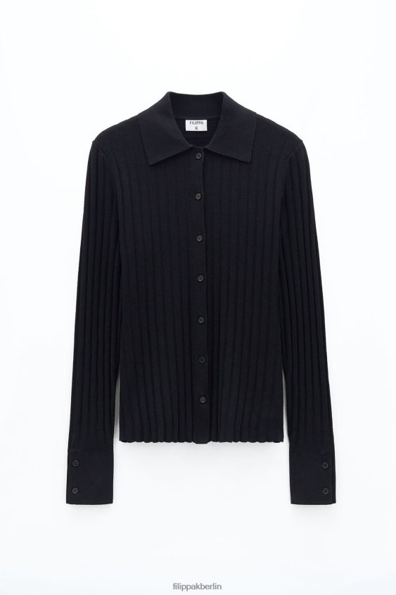 Filippa K L8HHT49 Bekleidung Schwarz Frauen gestricktes Hemd