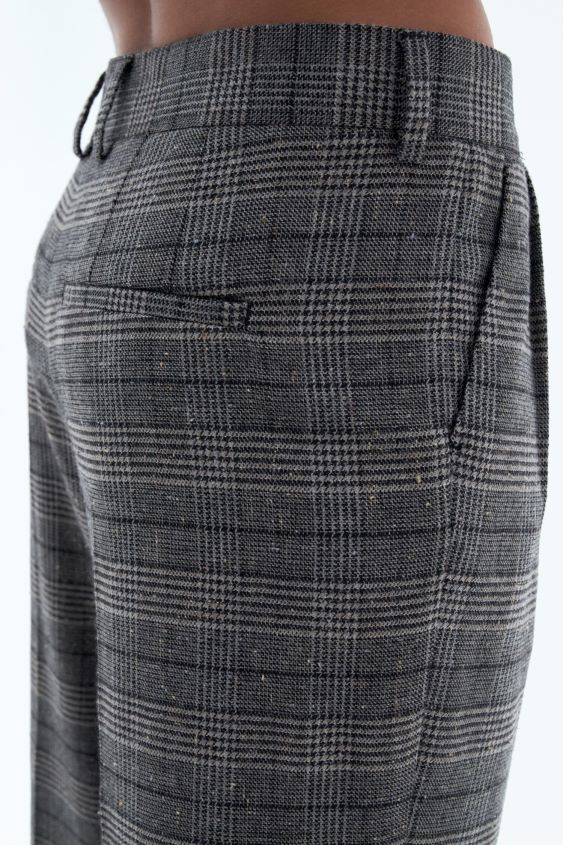 Filippa K L8HHT119 Bekleidung graues Karo Frauen Bundfaltenhose