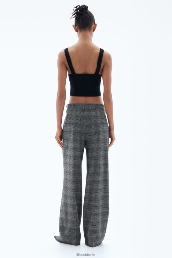Filippa K L8HHT119 Bekleidung graues Karo Frauen Bundfaltenhose