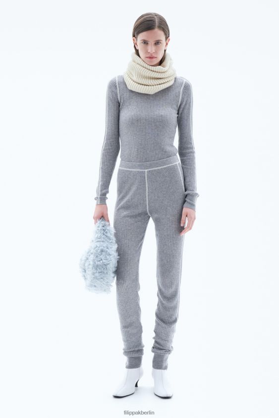 Filippa K L8HHT121 Bekleidung grau weiß Frauen gestrickte lange Unterhosen