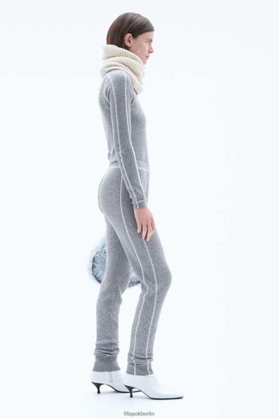 Filippa K L8HHT121 Bekleidung grau weiß Frauen gestrickte lange Unterhosen