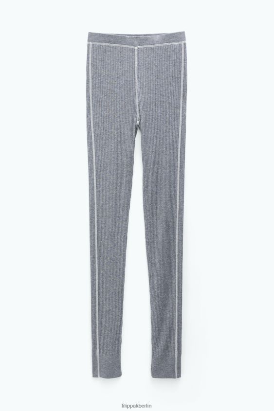 Filippa K L8HHT121 Bekleidung grau weiß Frauen gestrickte lange Unterhosen