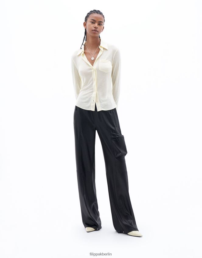 Filippa K L8HHT125 Bekleidung Schwarz Frauen Glänzende Cargo-Trainingshose