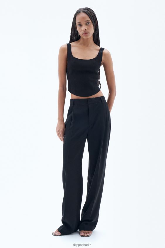 Filippa K L8HHT87 Bekleidung Schwarz Frauen Bundfaltenhose