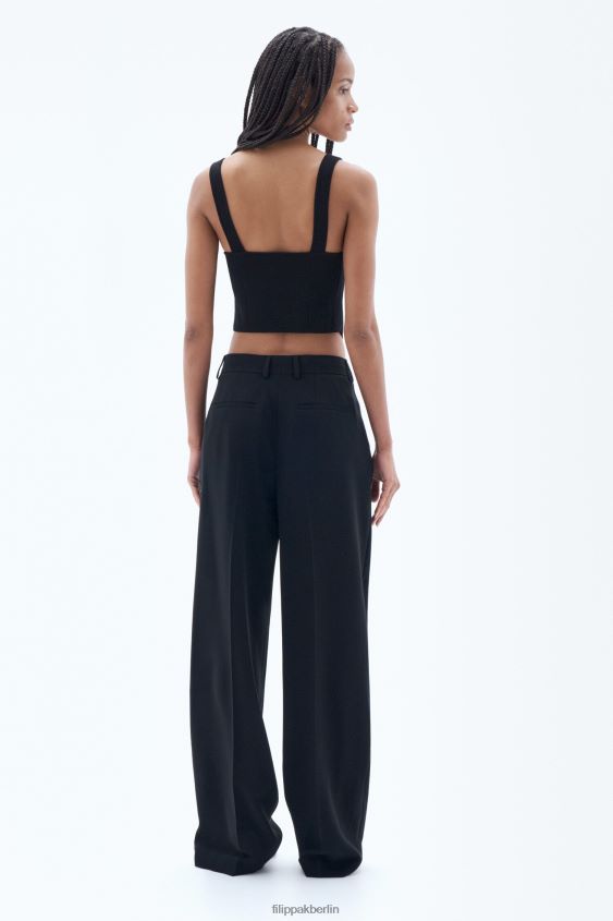 Filippa K L8HHT87 Bekleidung Schwarz Frauen Bundfaltenhose