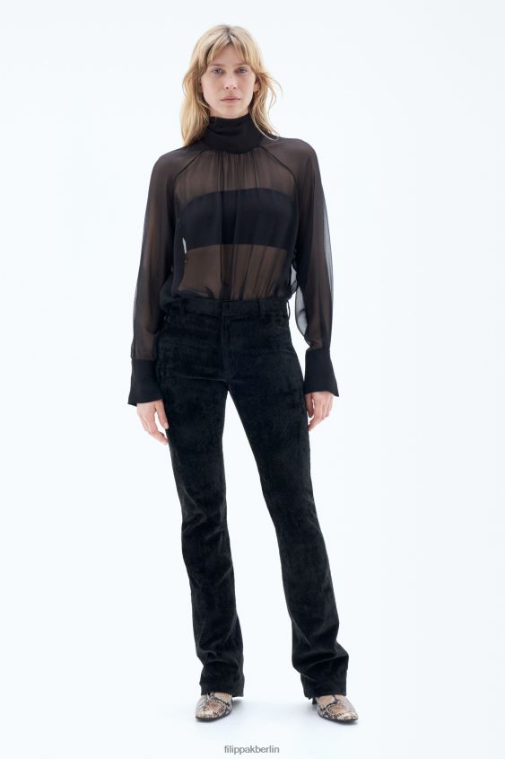 Filippa K L8HHT88 Bekleidung Schwarz Frauen Cordhose mit niedriger Taille