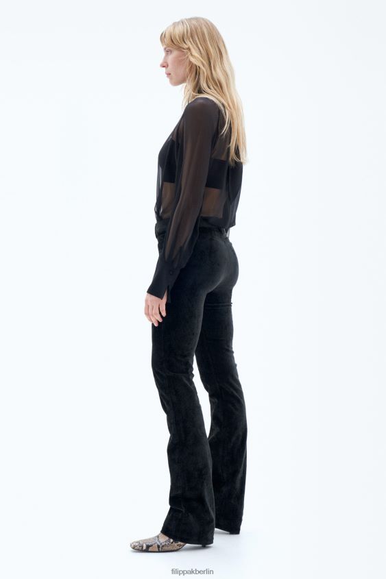 Filippa K L8HHT88 Bekleidung Schwarz Frauen Cordhose mit niedriger Taille