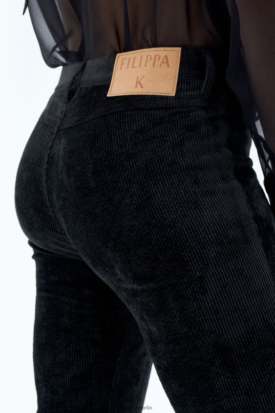 Filippa K L8HHT88 Bekleidung Schwarz Frauen Cordhose mit niedriger Taille