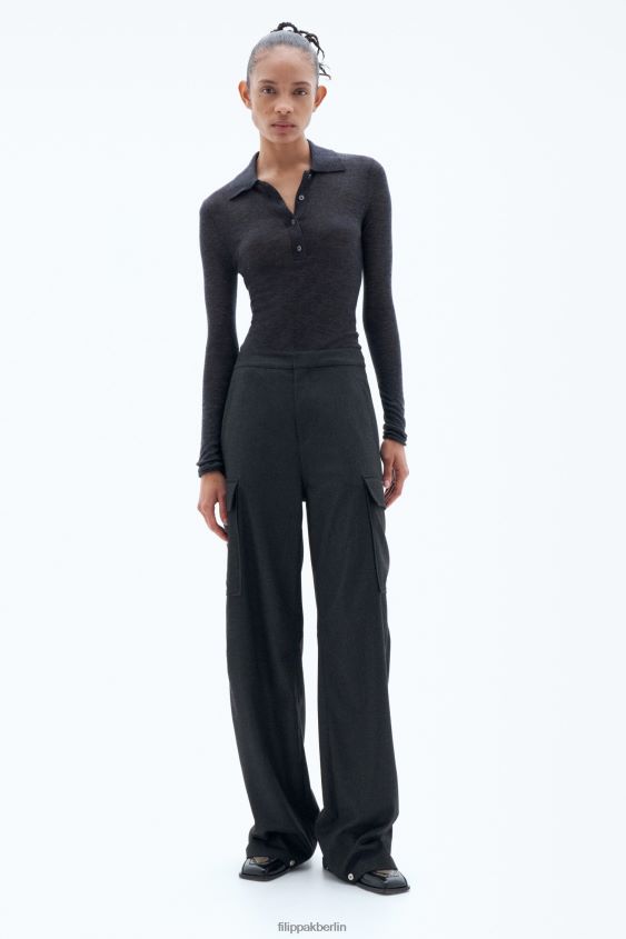 Filippa K L8HHT89 Bekleidung Anthrazit Frauen Flanell-Cargohose