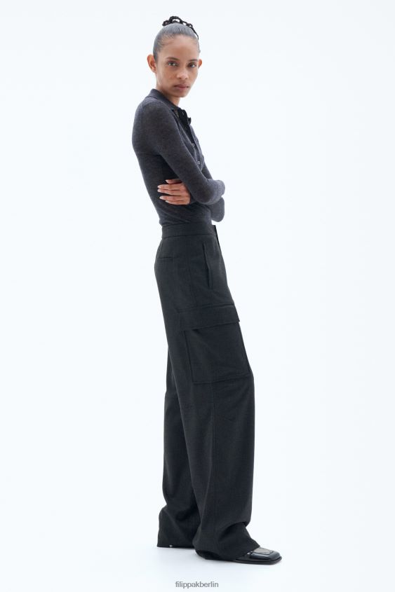 Filippa K L8HHT89 Bekleidung Anthrazit Frauen Flanell-Cargohose