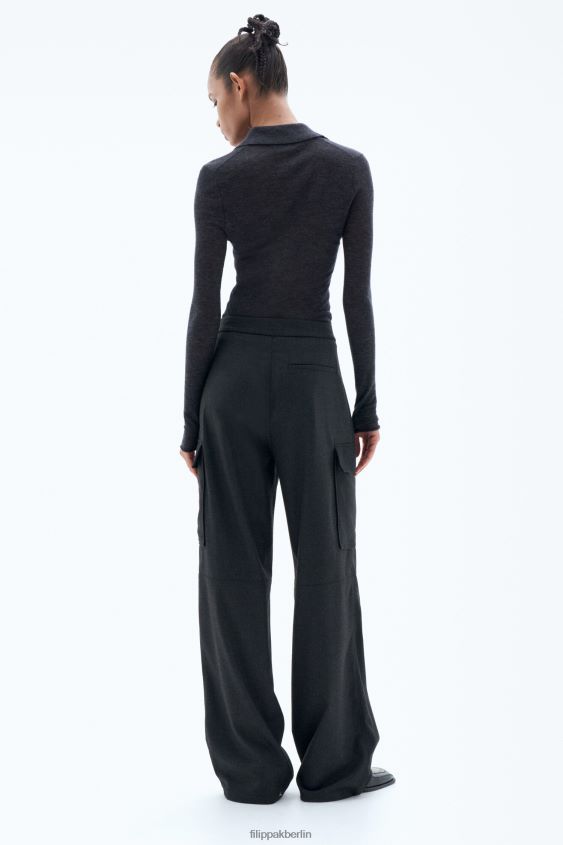 Filippa K L8HHT89 Bekleidung Anthrazit Frauen Flanell-Cargohose
