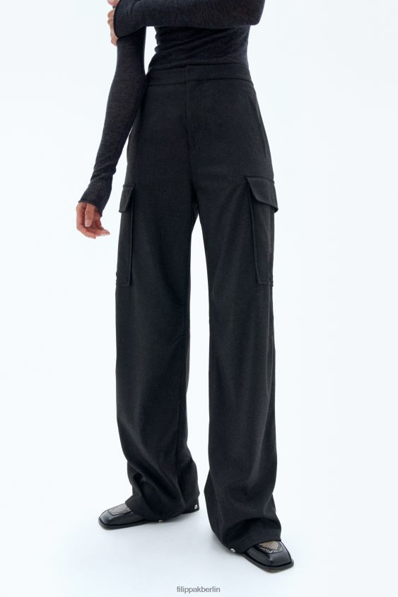 Filippa K L8HHT89 Bekleidung Anthrazit Frauen Flanell-Cargohose