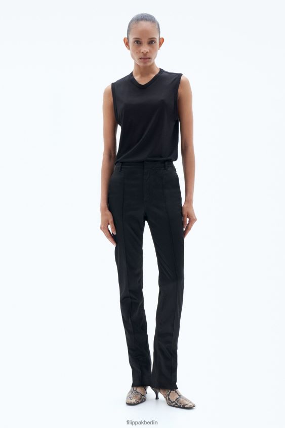 Filippa K L8HHT93 Bekleidung Schwarz Frauen schmale Satinhose