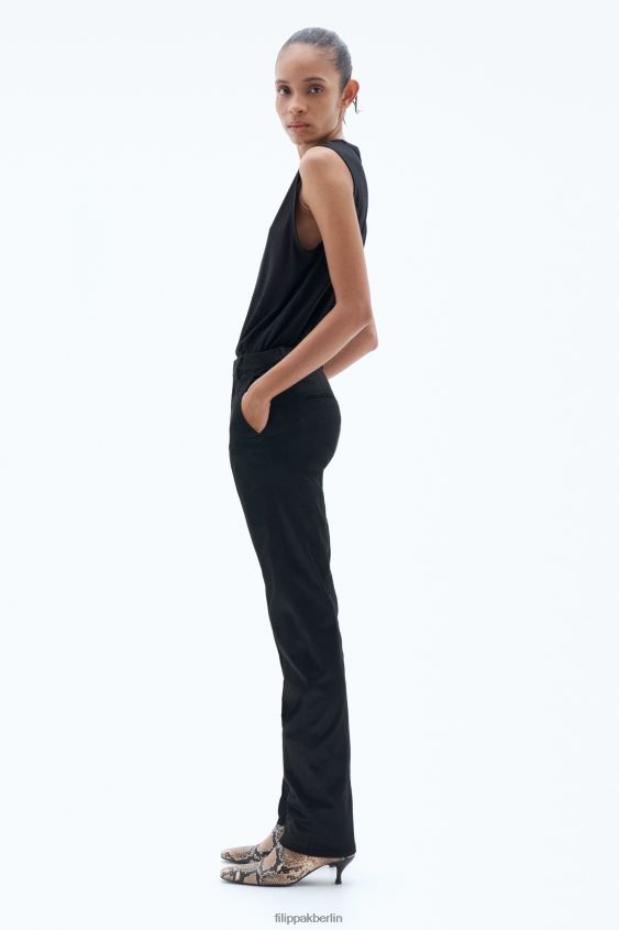 Filippa K L8HHT93 Bekleidung Schwarz Frauen schmale Satinhose