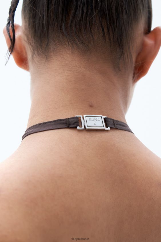 Filippa K L8HHT207 Bekleidung dunkle Schokolade Frauen Crinkle-Kleid mit tiefem Rückenausschnitt