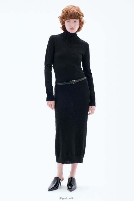 Filippa K L8HHT209 Bekleidung Schwarz Frauen Strickkleid mit Rollkragen