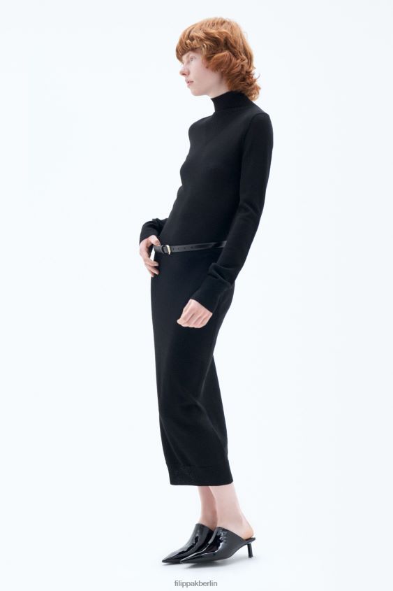 Filippa K L8HHT209 Bekleidung Schwarz Frauen Strickkleid mit Rollkragen