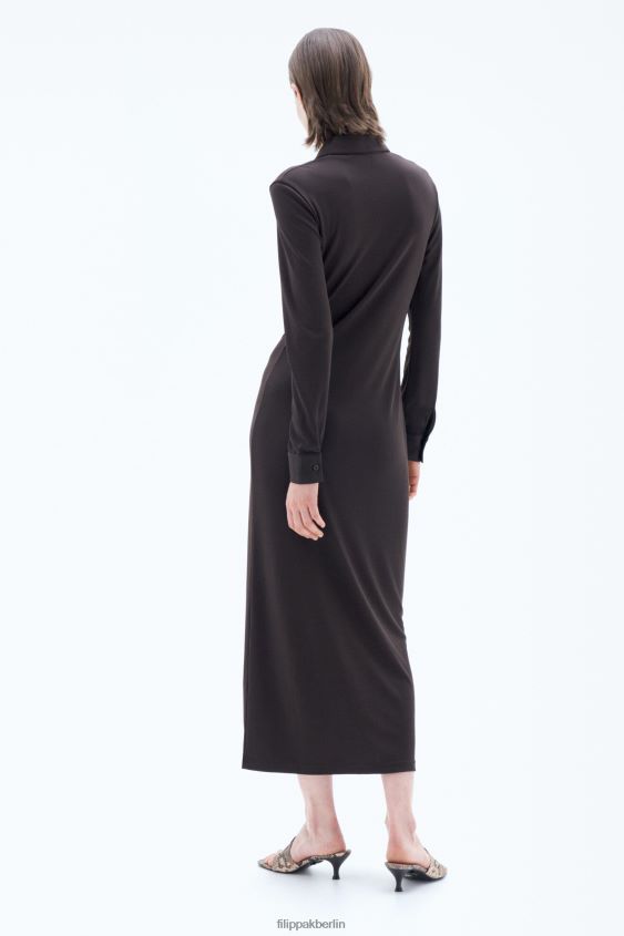 Filippa K L8HHT210 Bekleidung dunkle Schokolade Frauen Jersey-Hemdkleid