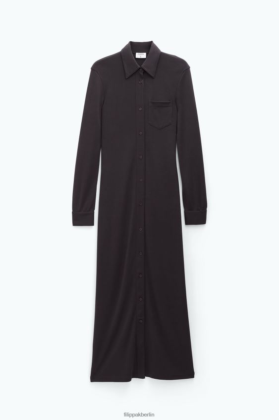Filippa K L8HHT210 Bekleidung dunkle Schokolade Frauen Jersey-Hemdkleid