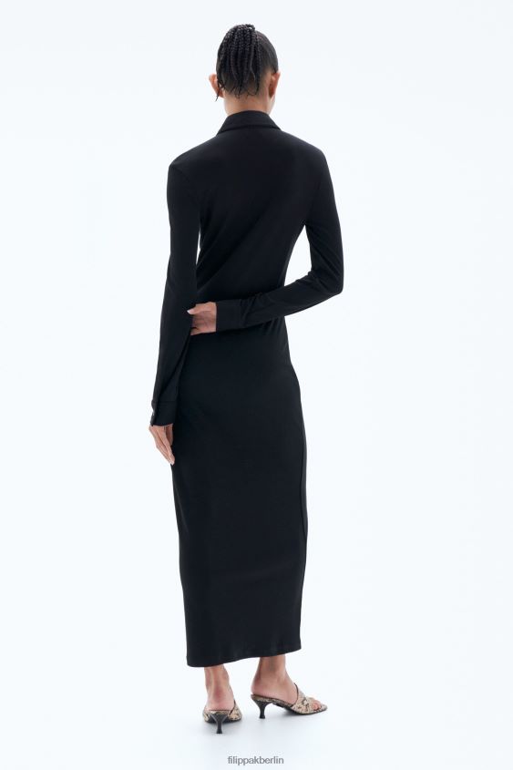 Filippa K L8HHT211 Bekleidung Schwarz Frauen Jersey-Hemdkleid