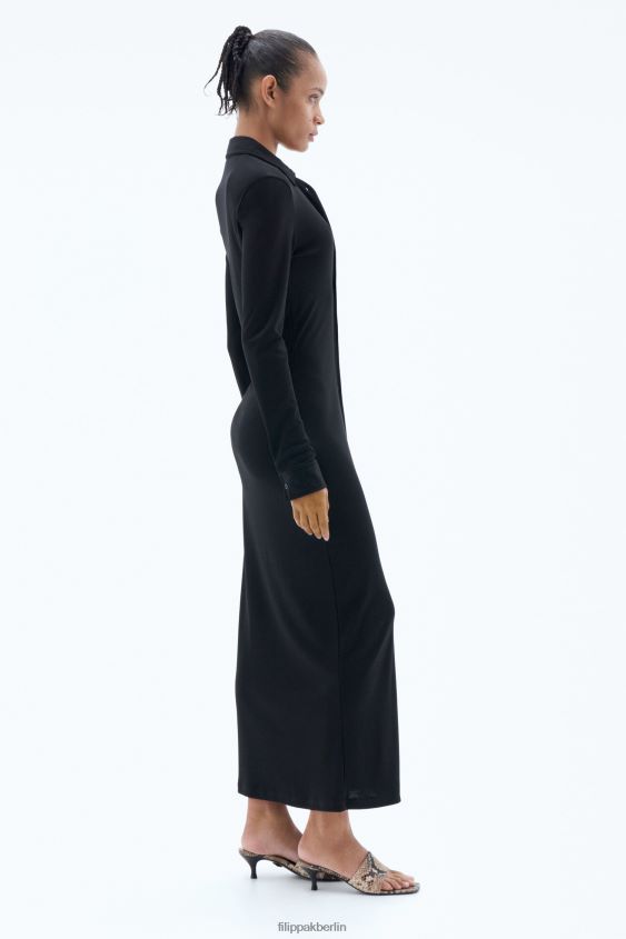 Filippa K L8HHT211 Bekleidung Schwarz Frauen Jersey-Hemdkleid