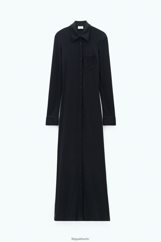 Filippa K L8HHT211 Bekleidung Schwarz Frauen Jersey-Hemdkleid