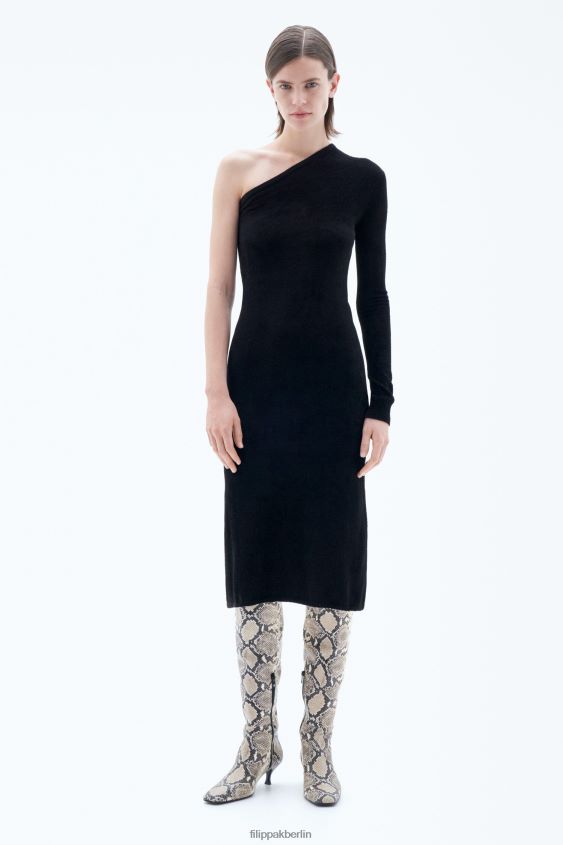 Filippa K L8HHT212 Bekleidung Schwarz Frauen einschultriges Kleid