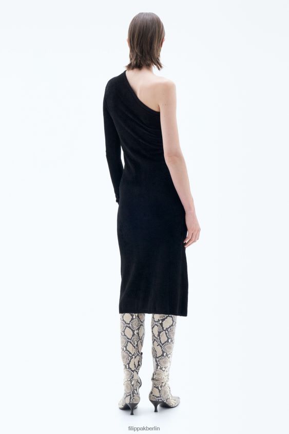 Filippa K L8HHT212 Bekleidung Schwarz Frauen einschultriges Kleid