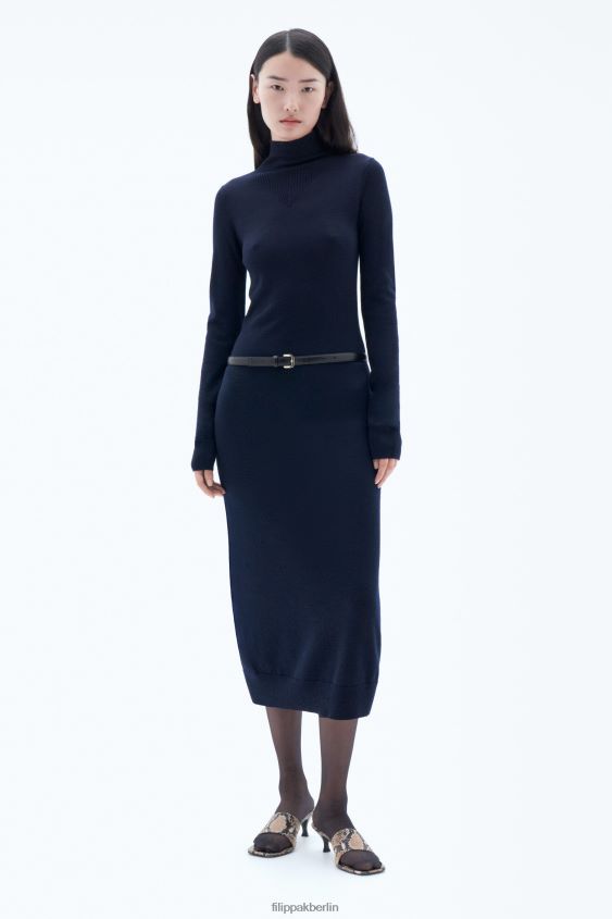 Filippa K L8HHT216 Bekleidung Marine Frauen Strickkleid mit Rollkragen
