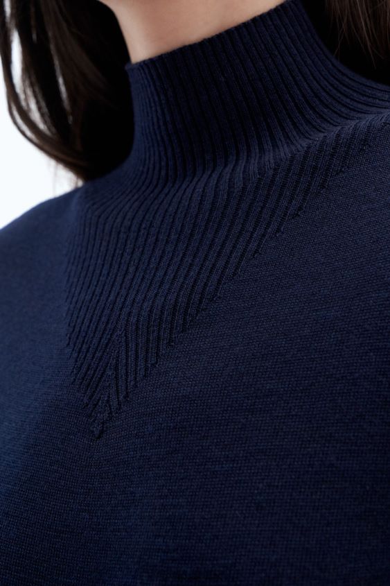 Filippa K L8HHT216 Bekleidung Marine Frauen Strickkleid mit Rollkragen