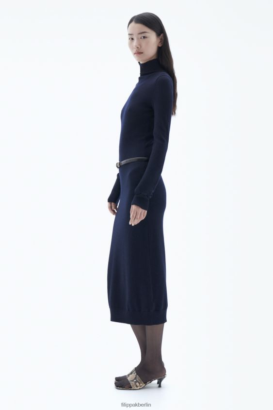 Filippa K L8HHT216 Bekleidung Marine Frauen Strickkleid mit Rollkragen