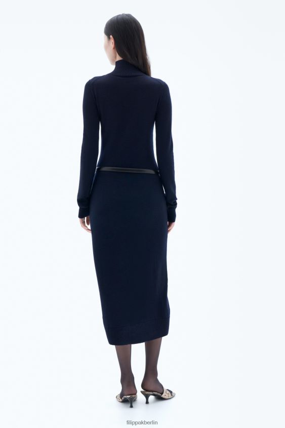 Filippa K L8HHT216 Bekleidung Marine Frauen Strickkleid mit Rollkragen