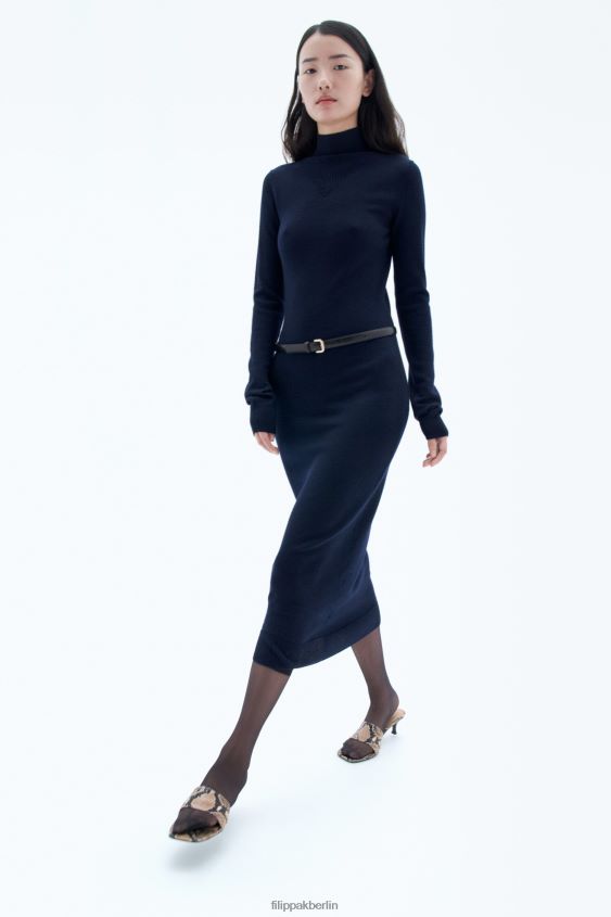 Filippa K L8HHT216 Bekleidung Marine Frauen Strickkleid mit Rollkragen
