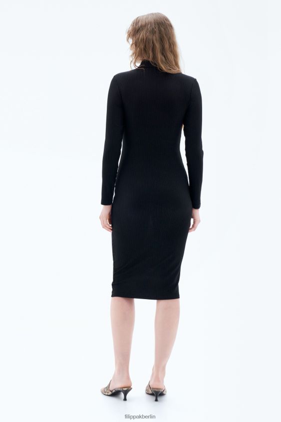 Filippa K L8HHT218 Bekleidung Schwarz Frauen Polokleid aus geripptem Jersey